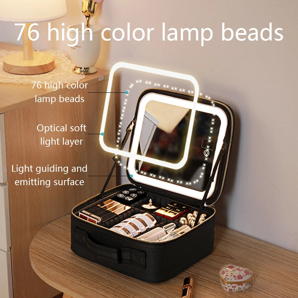 Cosmetic Travel Bag With LED Mirror
