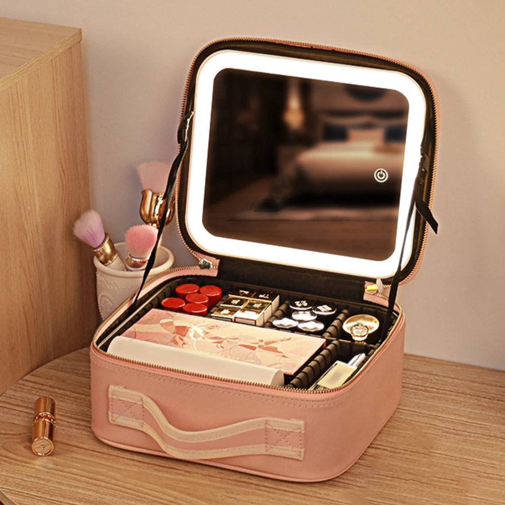 Cosmetic Travel Bag With LED Mirror