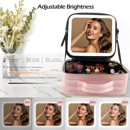 Cosmetic Travel Bag With LED Mirror