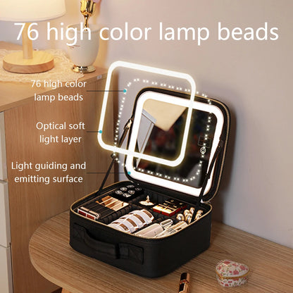 Cosmetic Travel Bag With LED Mirror